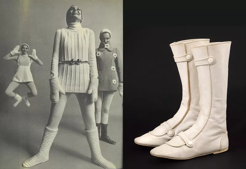 André Courrèges 标志性的超短裙与白色踝靴